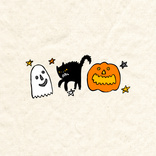 halloween pumpkin cat and ghost