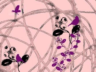 bird & blooms pink