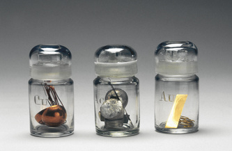 Copper, silver and gold, c 1890.