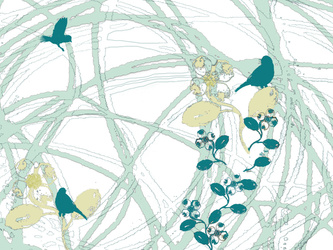 bird & blooms green