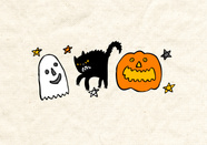 halloween pumpkin cat and ghost