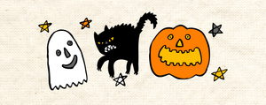 halloween pumpkin cat and ghost