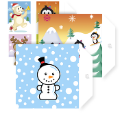 Snowmen + Penguin NoteCards