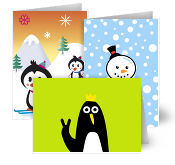 Snowmen and Penguin Greeting Cards