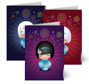 Kokeshi Cuties, Greeting Cards