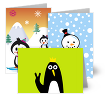 Snowmen and Penguin Greeting Cards