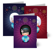 Kokeshi Cuties, Greeting Cards