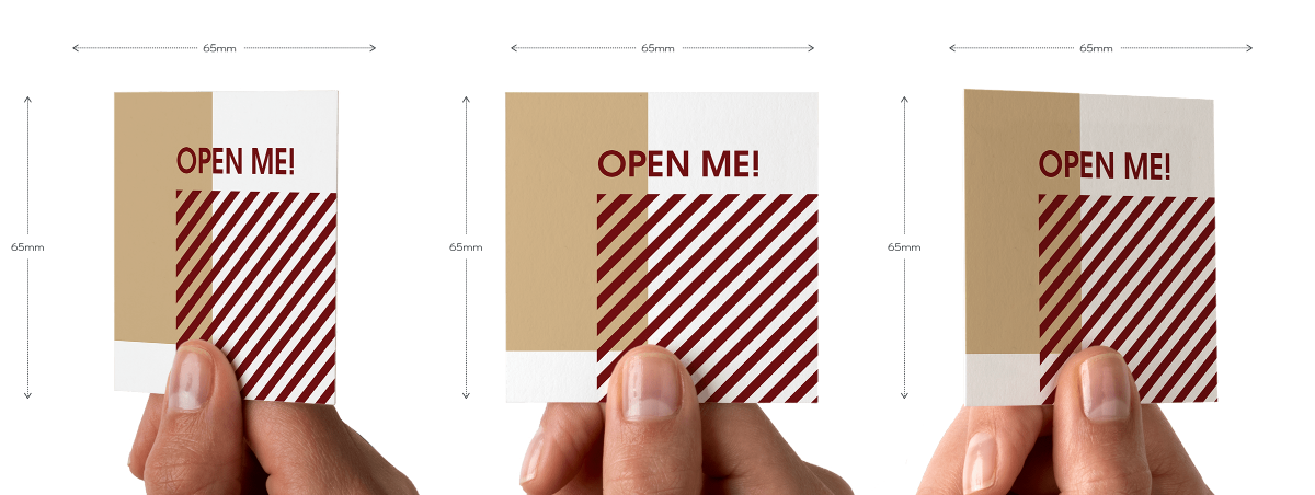 Main qui tient une Carte de Visite Carrée sous divers angles