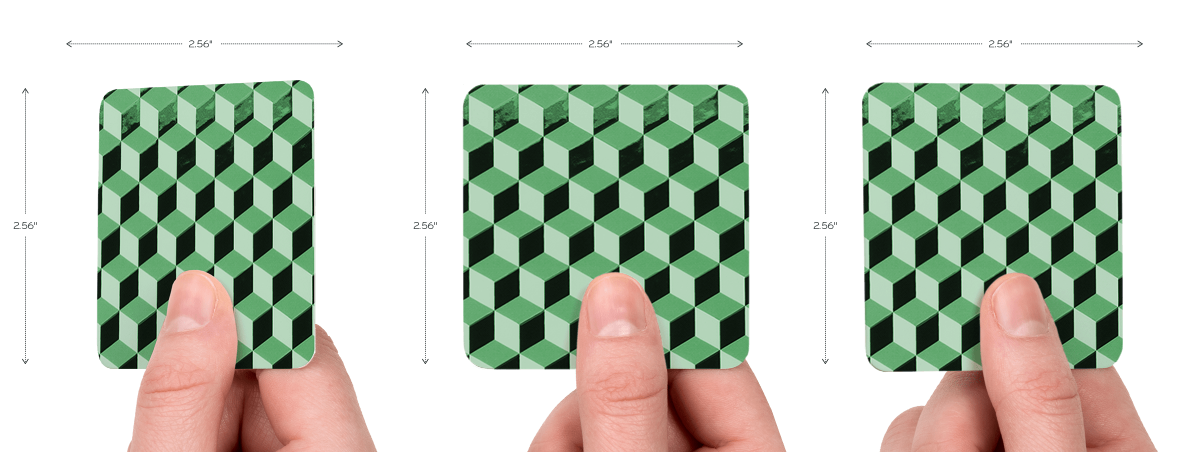 Hand holding Black rounded corners business card at different angles