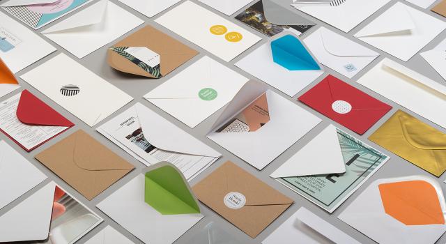Mosaic of premium Envelopes in various sizes, shapes, colours and pattes