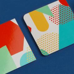 2 square Business Cards with different corners and finishes