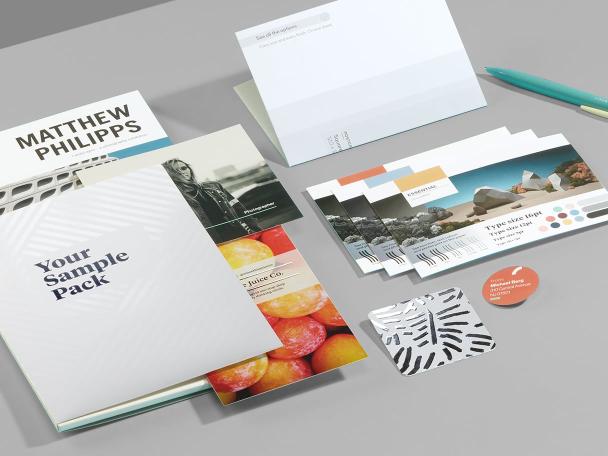 Large MOO Sample Pack with free Sticker, Flyers, square Business Card and Postcards