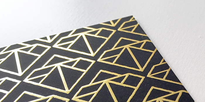 Close up shot of gold foil on a business card
