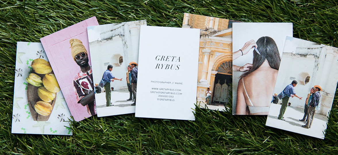 Greta Rybus photography business cards