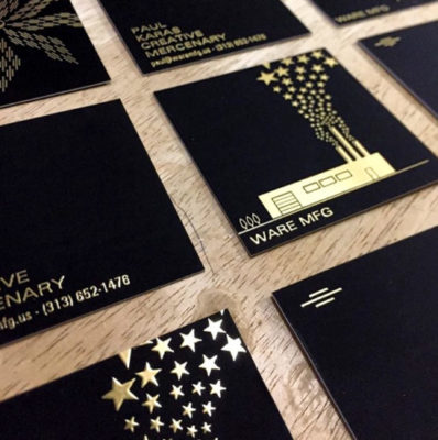 Gold and black square business cards