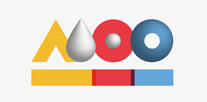 MOO Bauhaus logo in the style of Herbert Bayer