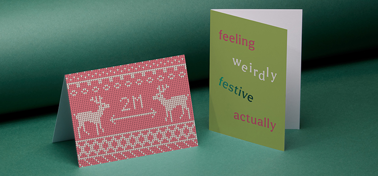 socially distancing reindeer Christmas cards for businesses
