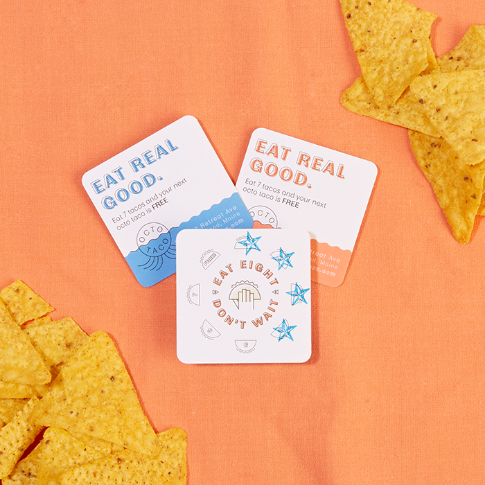 Square taco restaurant business cards with rounded corners
