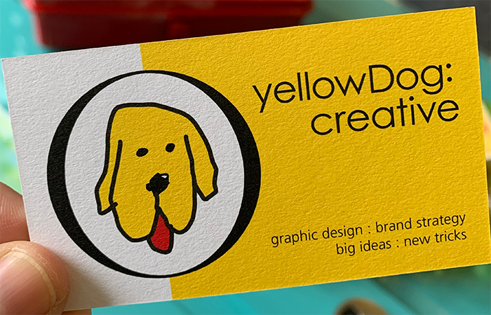 yellowdog creative branding agency business card with clear brand logo