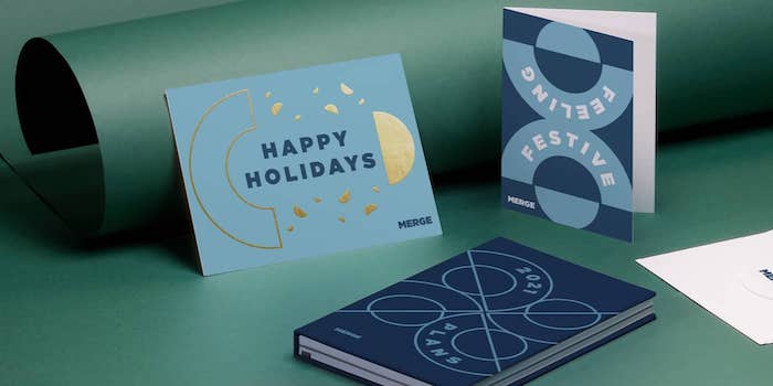gold foil holiday card and custom printed products for businesses