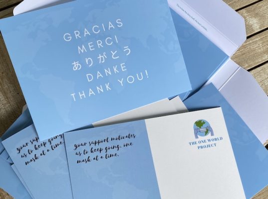 One world project thank you card designs