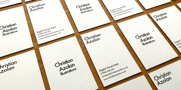 Christian Azolan business cards with simple black and white design