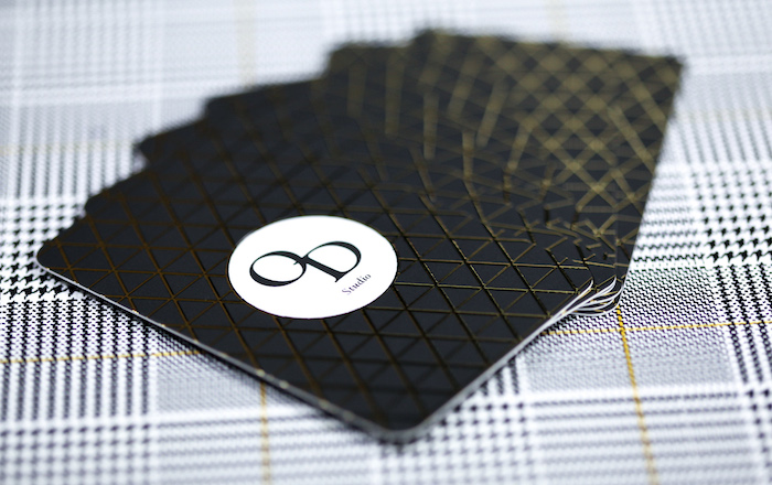 Oriana Doriati business cards with geometric black and white design