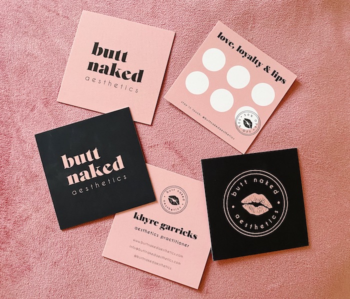 Ellie Barker studio loyalty card design for Butt Naked