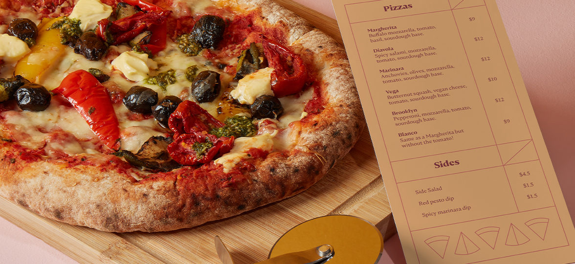 Restaurant menu design and pizza