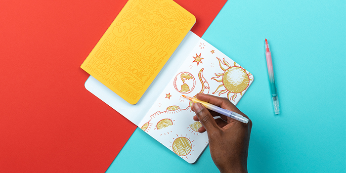 Hand drawing on an openMOO Notebook by Kate Moross