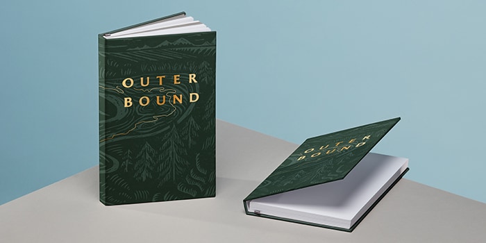North Coast Wine Co Outer Bound green full print hardcover notebooks with gold foil designs by MOO