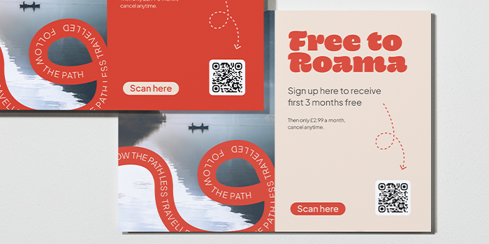 QR code on postcards.