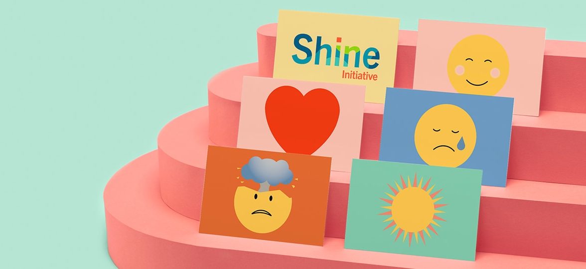 6 cards with various emojis evoking emotions and mental states