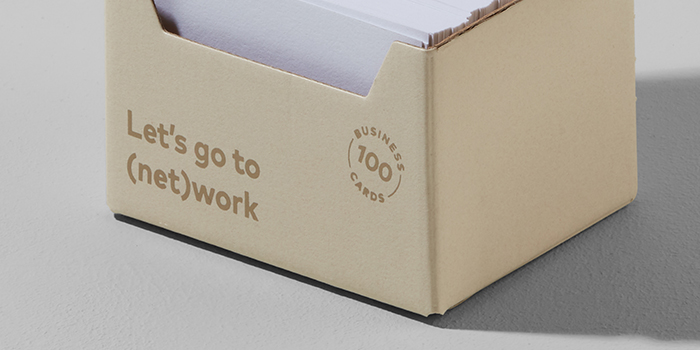 MOO packaging with business cards inside
