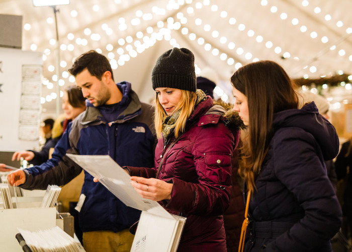 People looking at stalls at the Sowa Boston winter festival