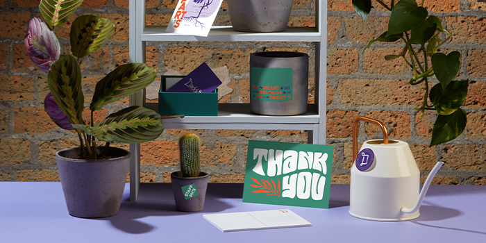 Thank you card, stickers and fun card designs by MOO for Daddy's Plants