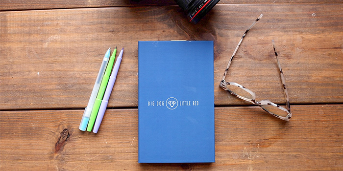 A custom branded MOO perpetual planner for video production company Big Dog Little Bed