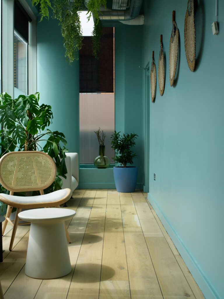 The Zen room. With an air-purifying machine and calming colors throughout.