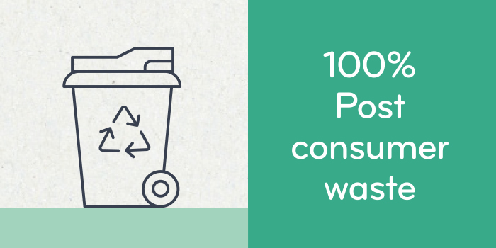 100% post consume waste graphic to show the materials used in Eco paper