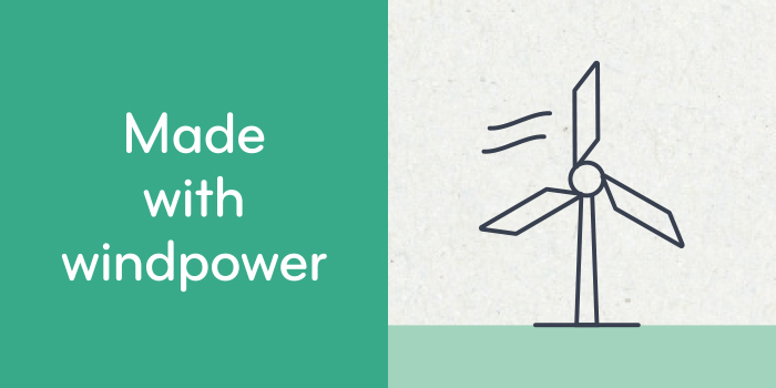 Made with windpower graphic to show the way our Eco paper is produced