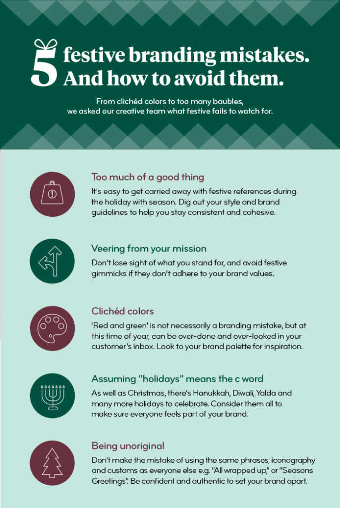 A infographic to show 5 festive branding mistakes and how to avoid them this season 