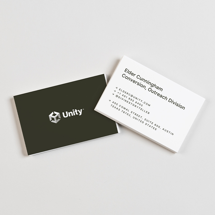 A Business Card design from our MOO business plan customer, Unity
