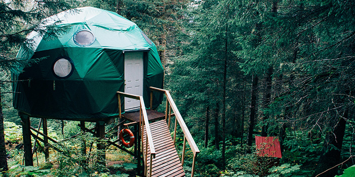 An Airbnb treehouse in the woods