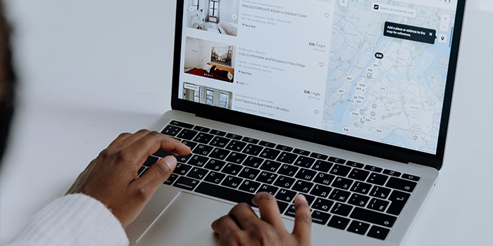 The Airbnb user interface on desktop, show personalized search results