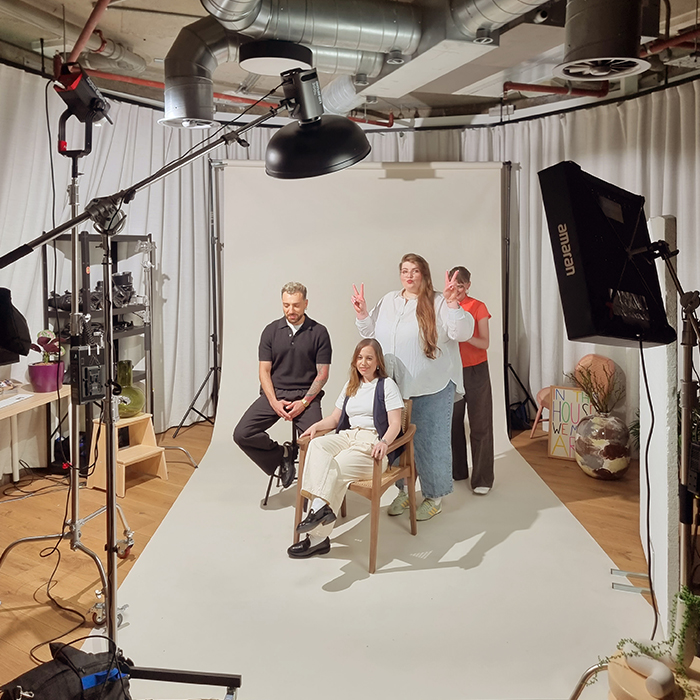 The team on set for their photoshoot at MOO Camden 