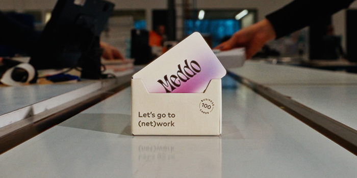 Business Card on factory line.