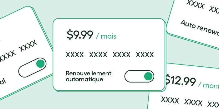 Auto renewal graphic on credit card.