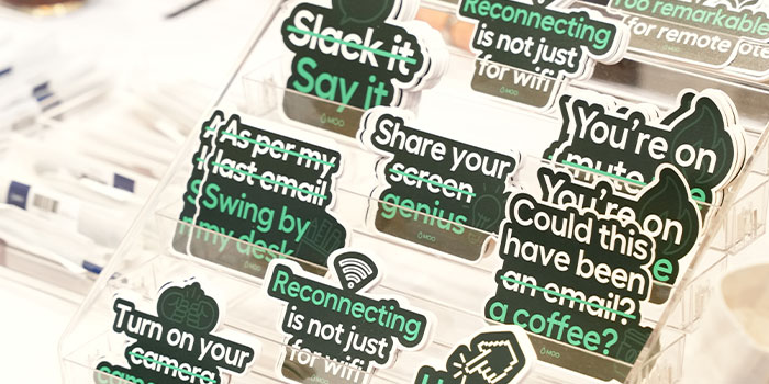 Die-cut Stickers with office related messages.