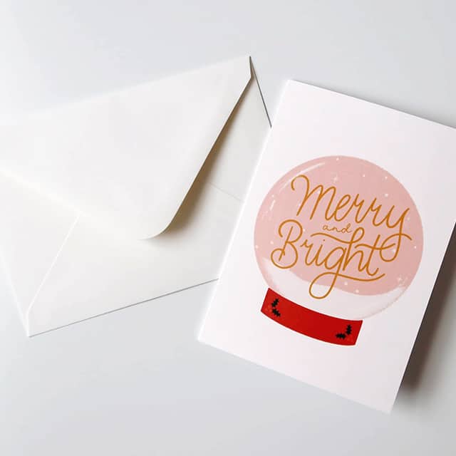 Danielle White holiday card and envelope from MOO