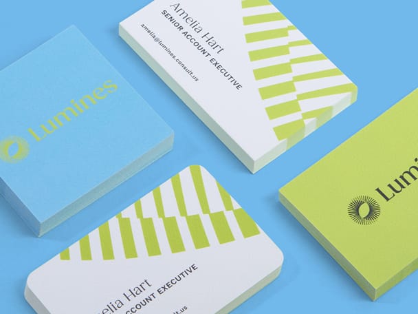 A selection of Feltmark Business Cards with square and rounded corners